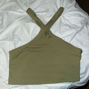 Green cross neck crop top size small.